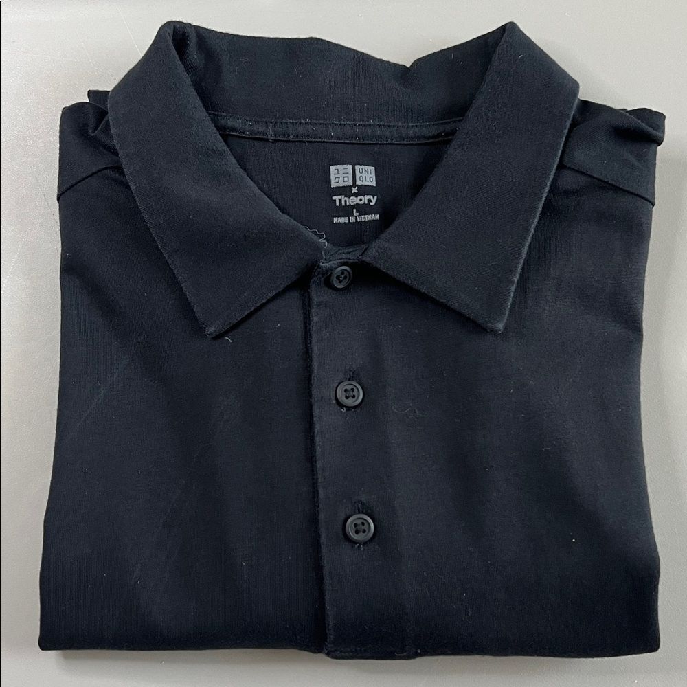 Uniqlo x Theory Black Casual Polo Shirt Size Large